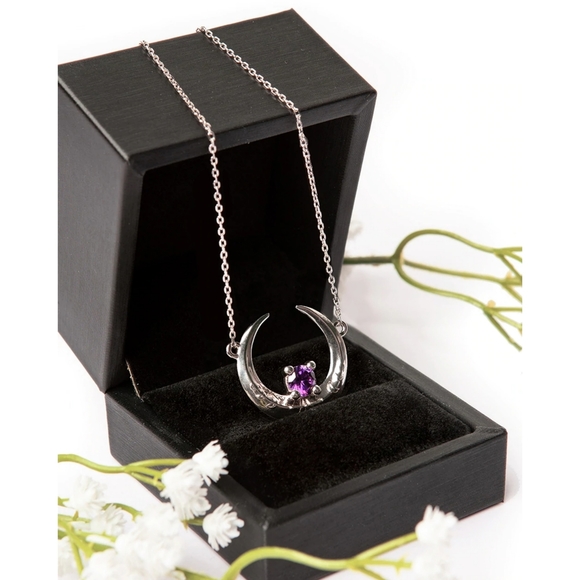 ROGUE + WOLF Mirror Stainless Steel Necklace Eclipse 925 Amethyst Pendant - Picture 1 of 11